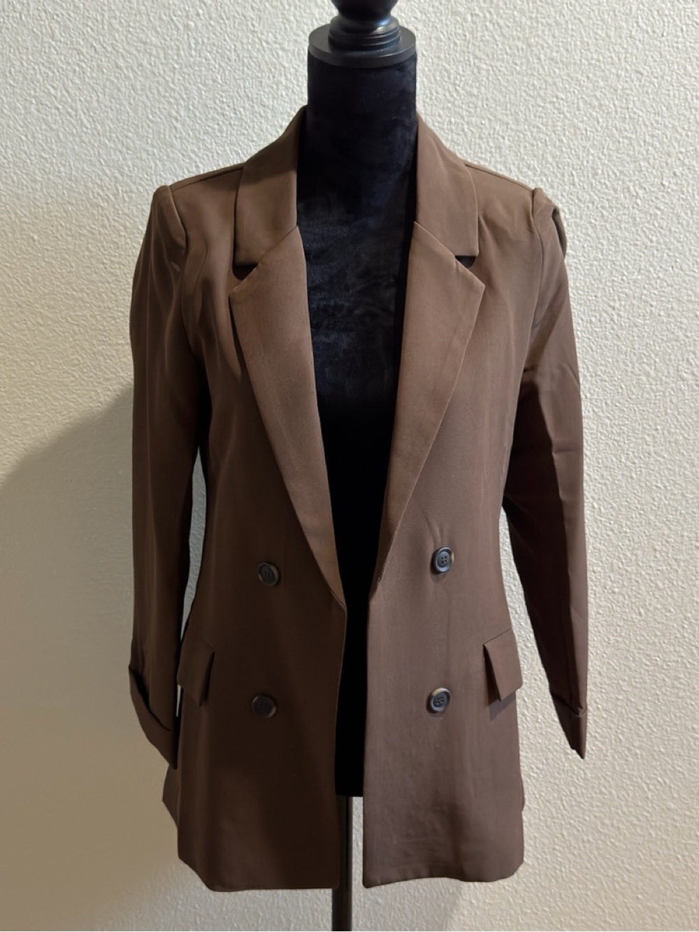 Workshop Republic Clothing Brown Double-Breasted Women's Blazer